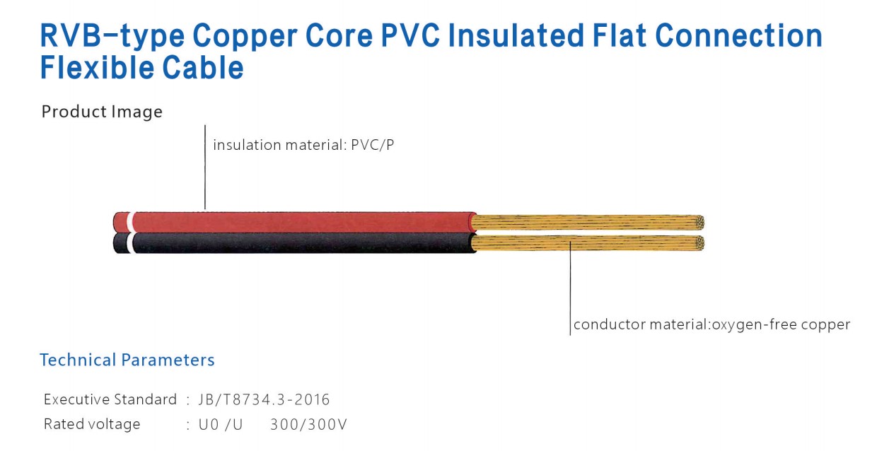 RVB-type Copper Core PVC Insulated Flat Connection Flexible Cable